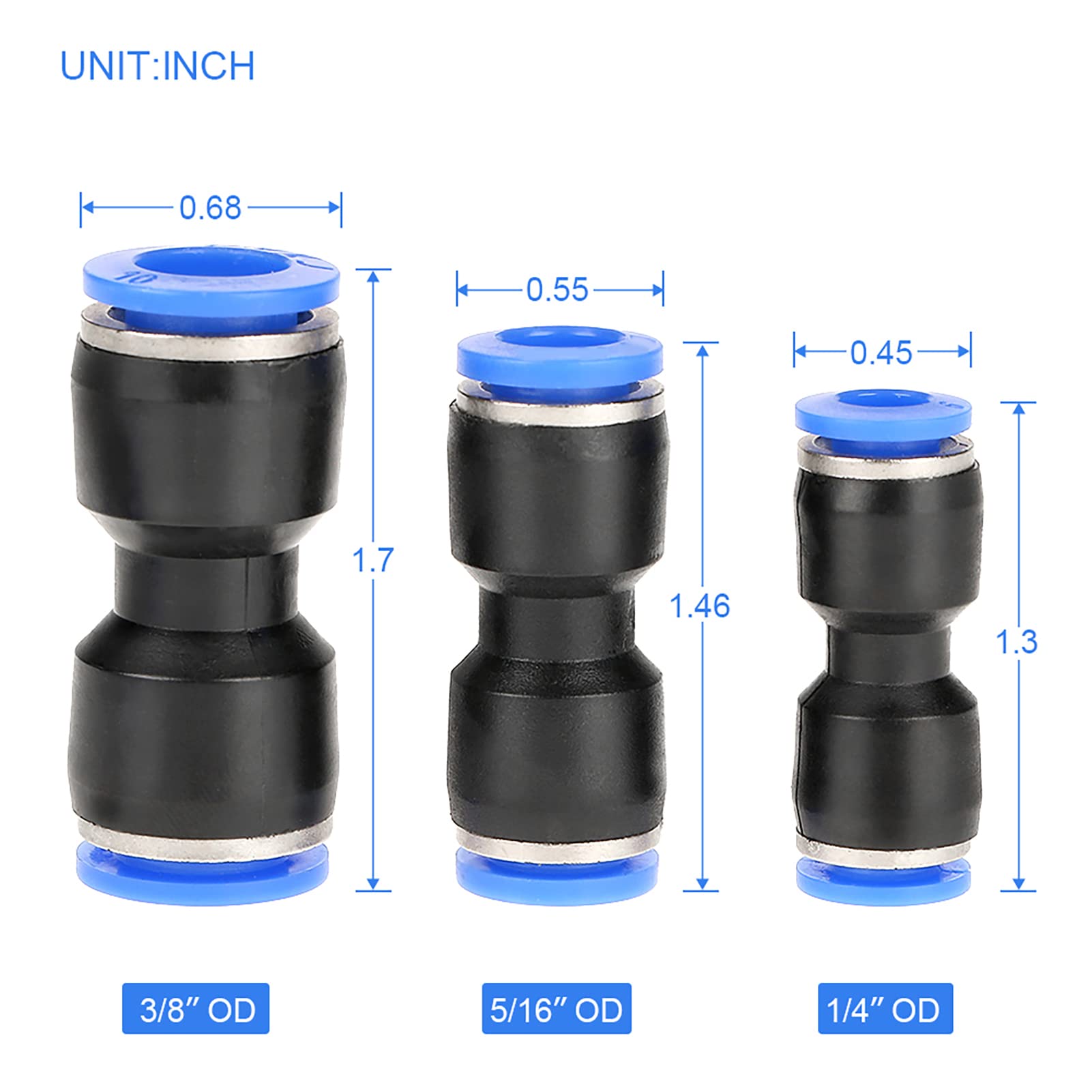 30 pcs Quick Release Straight Push Connectors Air Line Fittings for 1/4