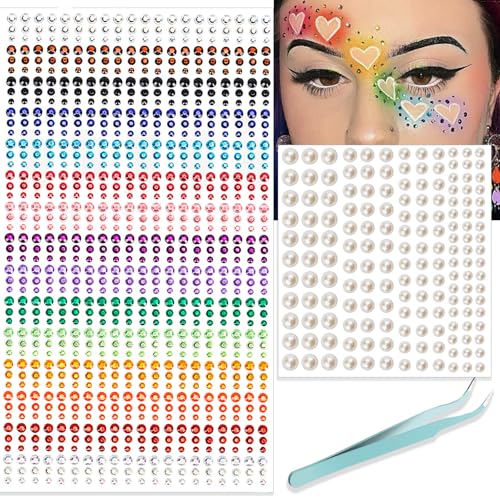 Image of NOOEPC Face Gems Hair Gems,Self Adhesive Face Gems Rhinestones, Face Jewels Diamonds Sticky Gems for Makeup Hair Crafts Halloween Decorations