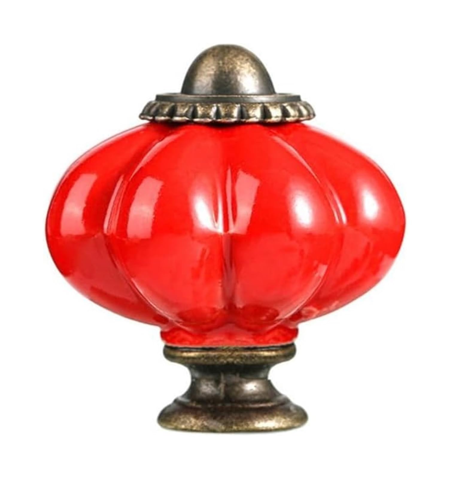 Opeximatun Style3 Drawer Knobs, Retro Single Hole Ceramic Pumpkin Handle Round Vintage Cabinet Knob European Style(Style3)