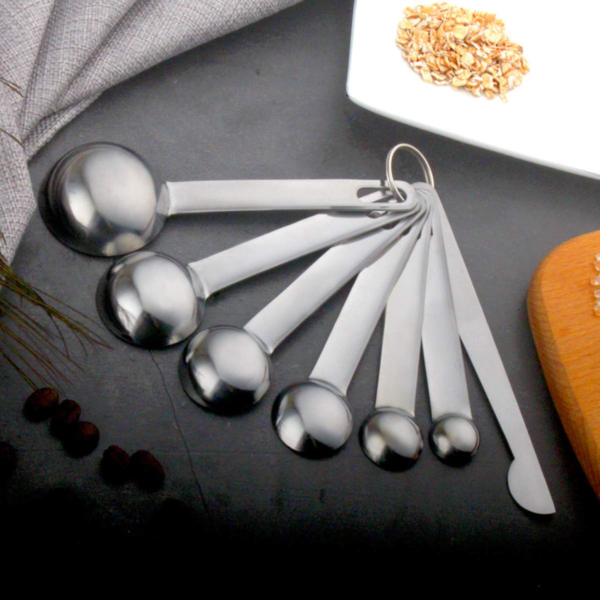 Set 7 Cucchiai Dosatori In Acciaio Inox 304 - Con Misurini E Righello Per Cucina - Foto 7