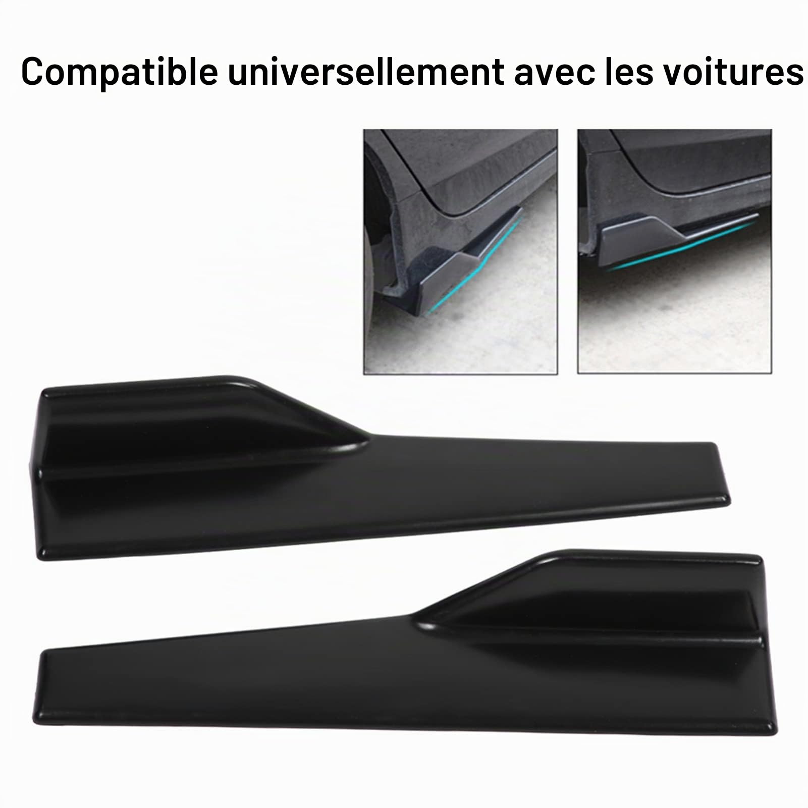 Séparateur de Jupes latérales | 2 pcs Voiture Universel Brillant Noir Côté Jupe Rocker Splitter Winglet Ailes Canard Diffuseur Bas de Caisse Jupe latérale Universelle+Jupe latérale Universelle Jupe l