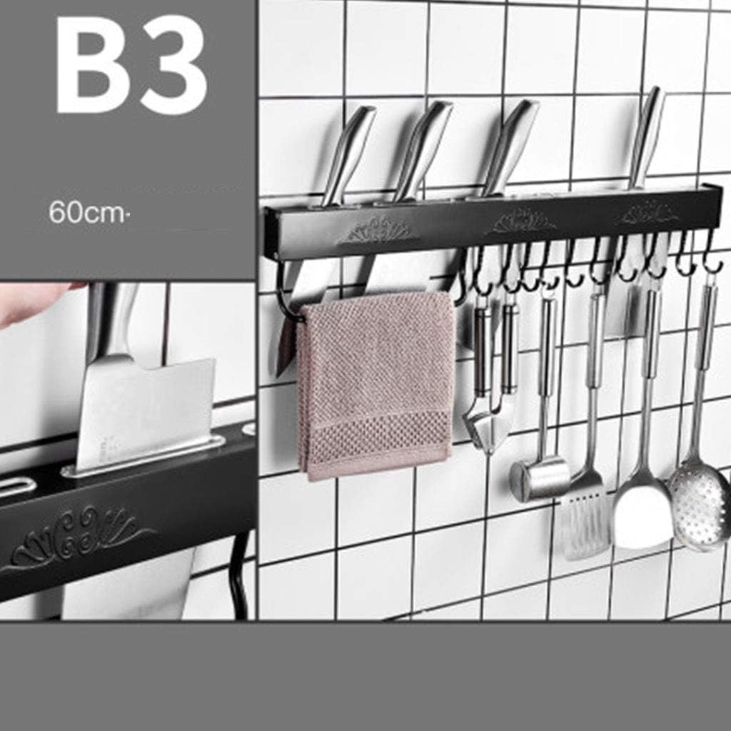 Empty Knife Block Black Knife Holder Wall Mount Rack Aluminum Universal Knife Block Cutlery Display Stand and Storage Rack 9-24 (Size : L50CM) (L60CM)