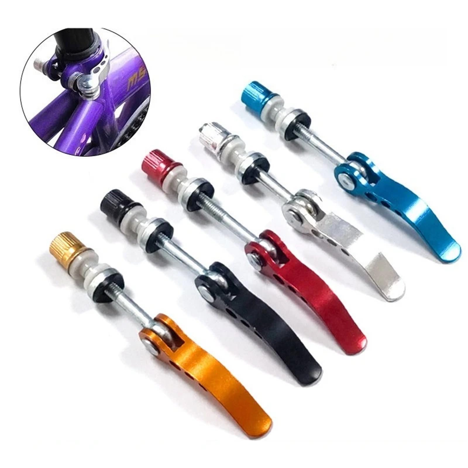 Vite a sgancio rapido per morsetto sedile 5 Pezzi Leva Di Sgancio Rapido For Mountain Bike Morsetto For Tubo Sella Vite Pieghevole For Dead Fly Accessori For Ciclismo(5pcs Blue)