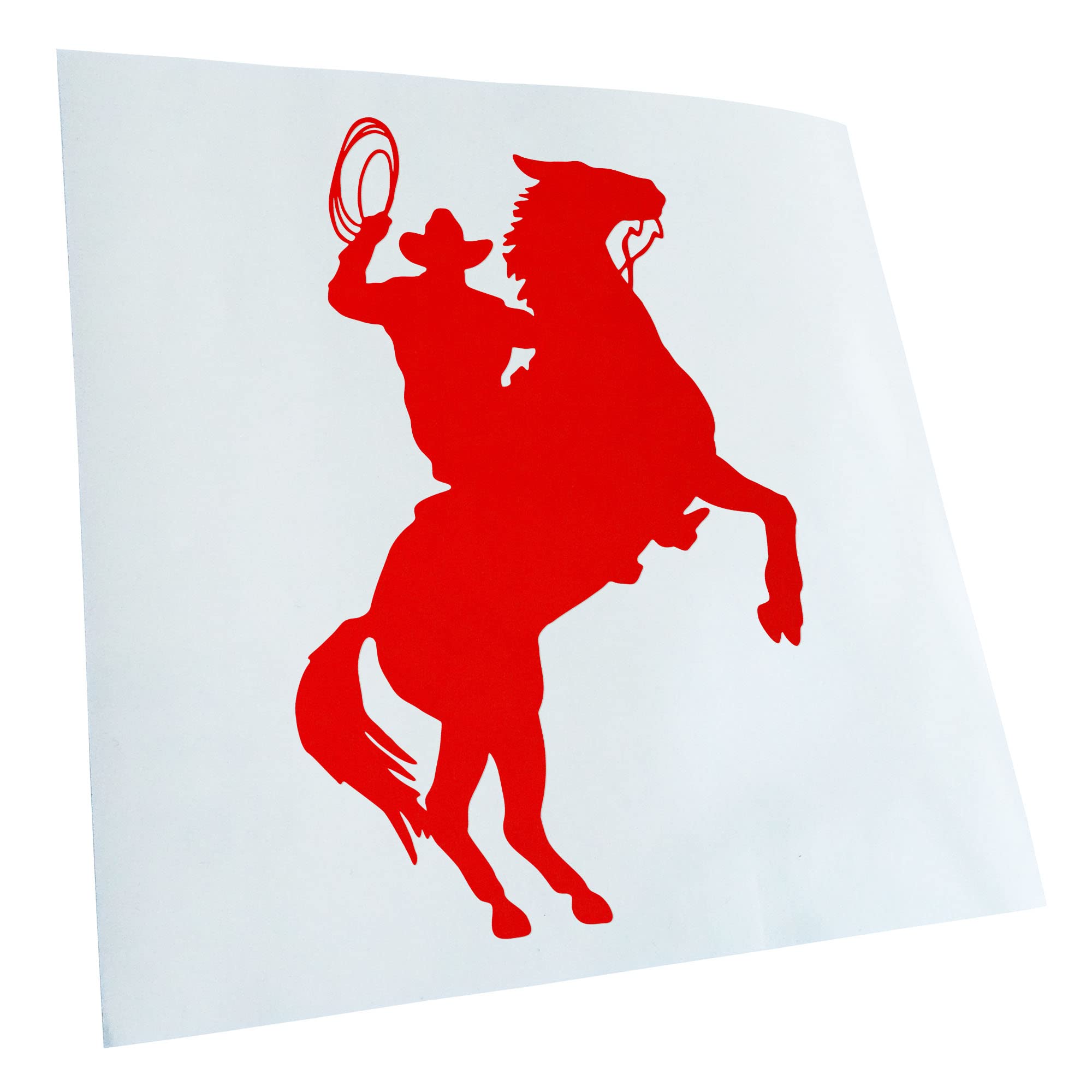 Kiwistar - Car Sticker - Red - 50 x 33 cm Cowboy with Horse Lasso Sticker for Car, Laptop, Bicycle, Truck, Motorcycle Multicoloured JDM Decal Racing