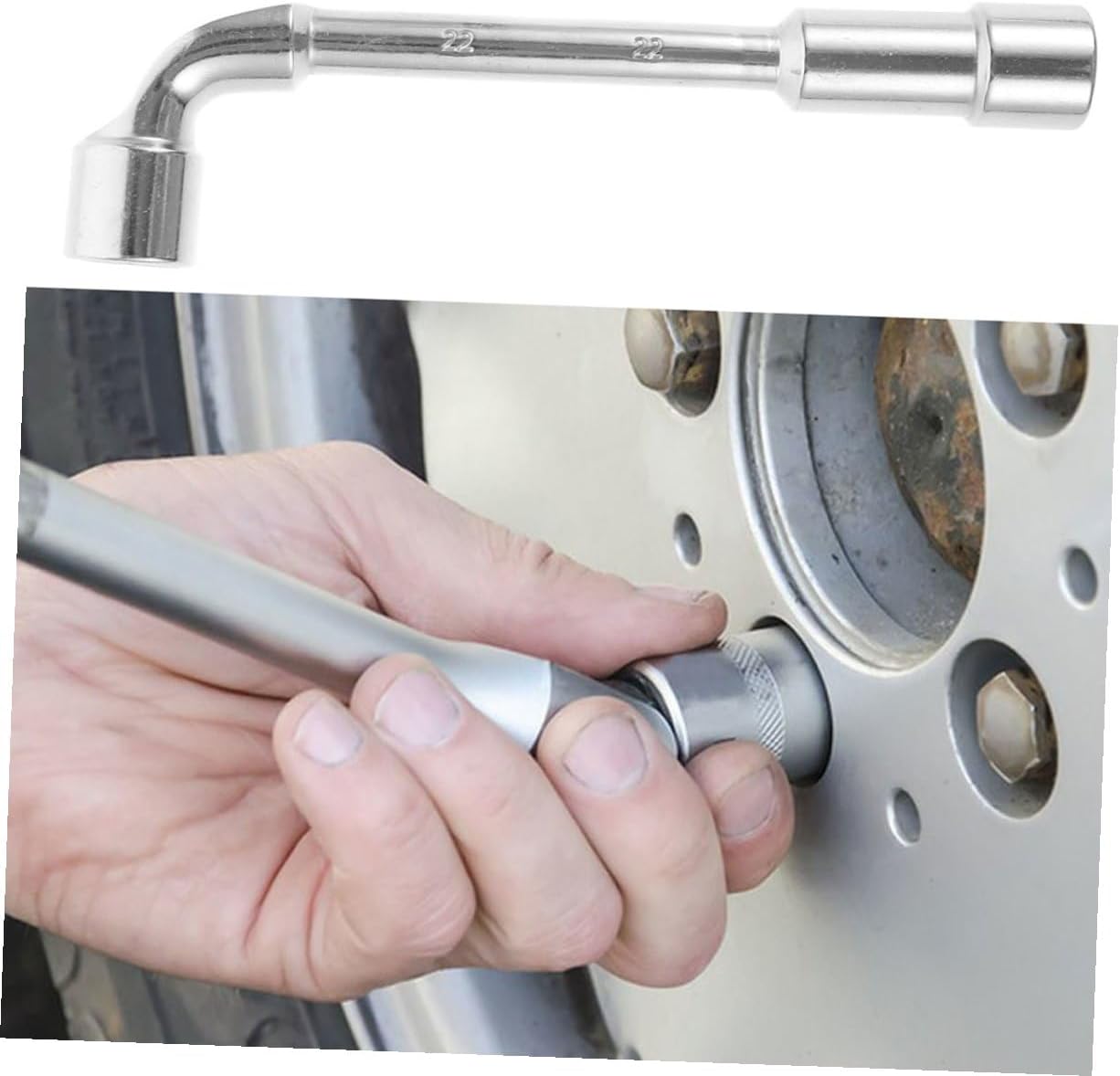 21mm L-shaped Socket Wrench Double-headed Tire Installer Tool for Car and Motorcycle Wheel Maintenance Automotive Repair Equipment