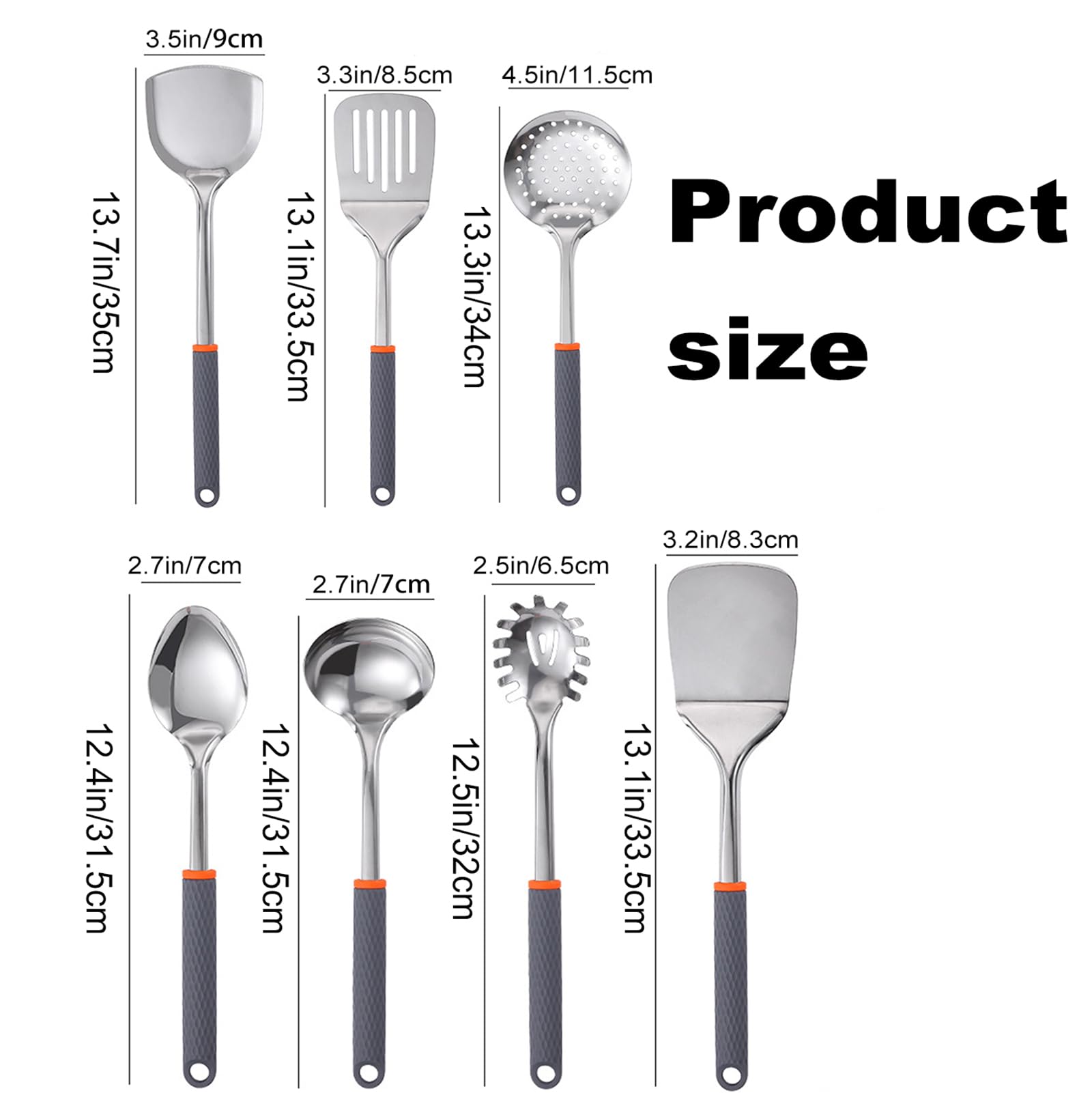 Kochlöffel-Set Aus Edelstahl, Küchenutensilien-Set Mit Löffel, Solider Wok-Spatel, Schlitzspatel, 430er-Edelstahl-Kochlöffel-Set Zum Kochen Und Backen (7 Teilig)