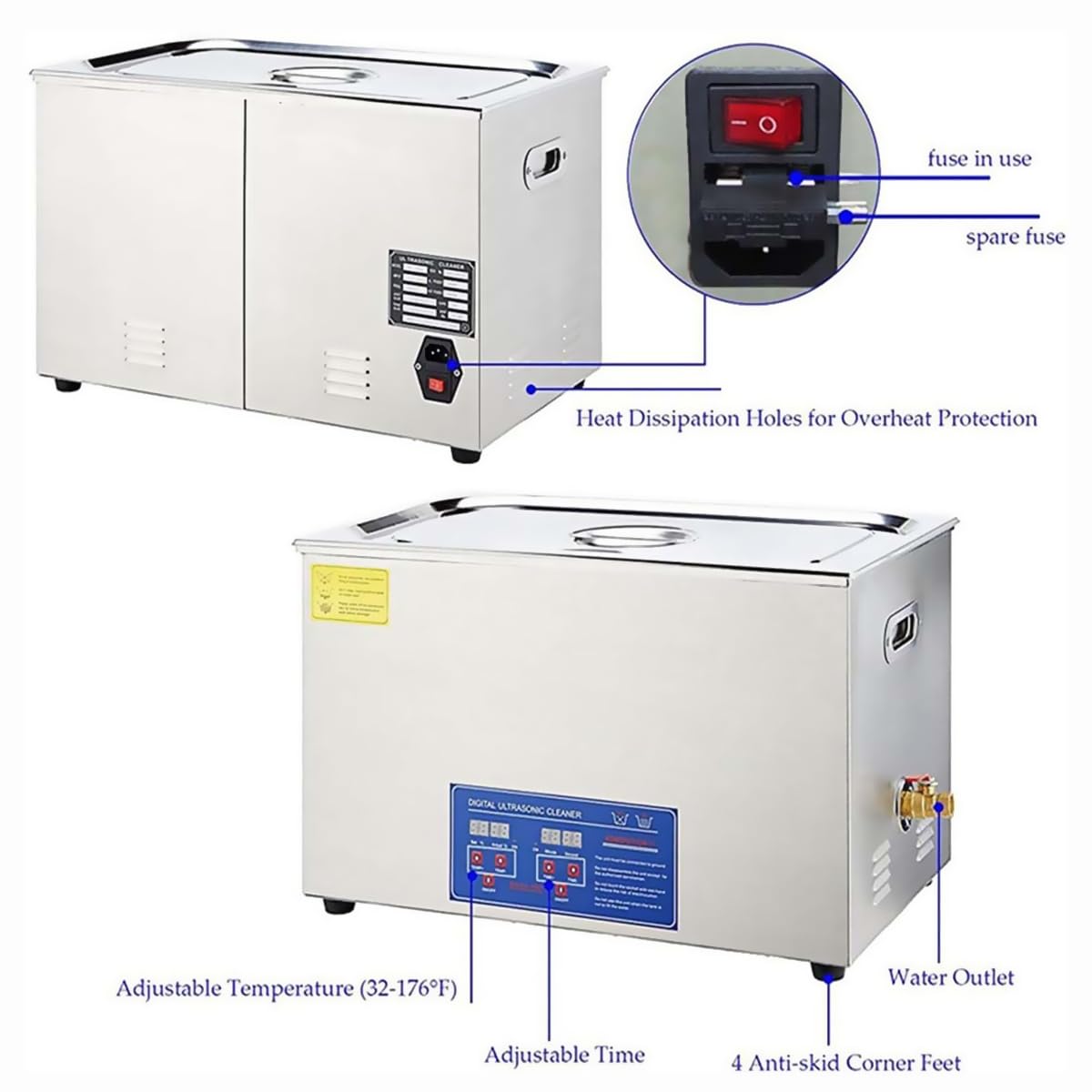 Pulitore ad ultrasuoni commerciale da 6 litri, macchina per la pulizia di dischi in vinile ad ultrasuoni, lavadischi portatile con timer digitale e riscaldatore, per orologi, gioielli, occhiali