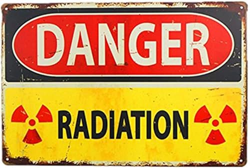 Letrero de estaño de peligro, placa de advertencia de área de radiación industrial de metal para garaje, laboratorio, decoración de habitación de