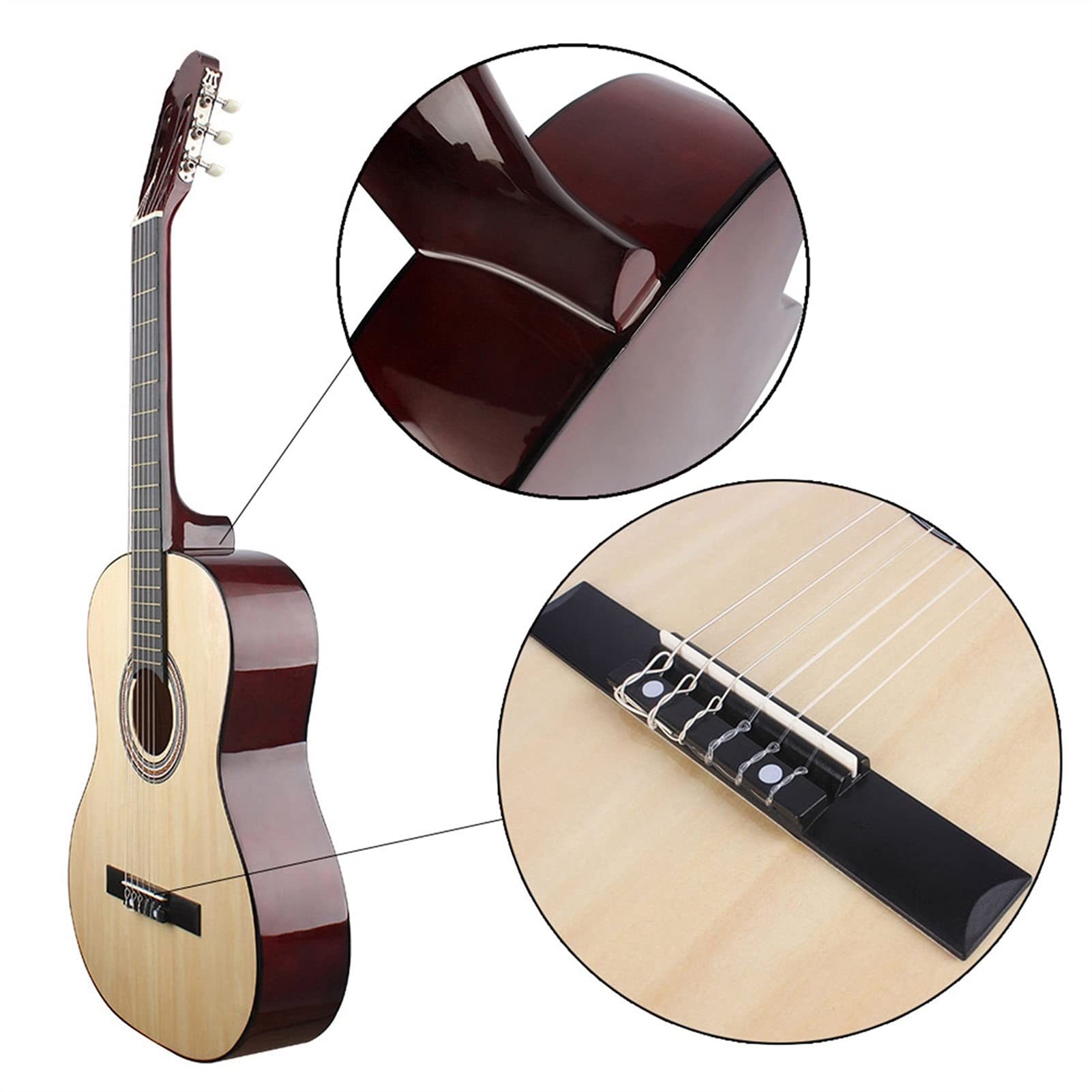 Ukulele NOWY 39. Calowy Klasyczny Gitara Akustyczna 6 Ciąg Drewniana Ludowa Gitara Guitarra Instrument Muzyczny Dla Początkujących Practice 5 Kolorów (Color : Light Yellow)