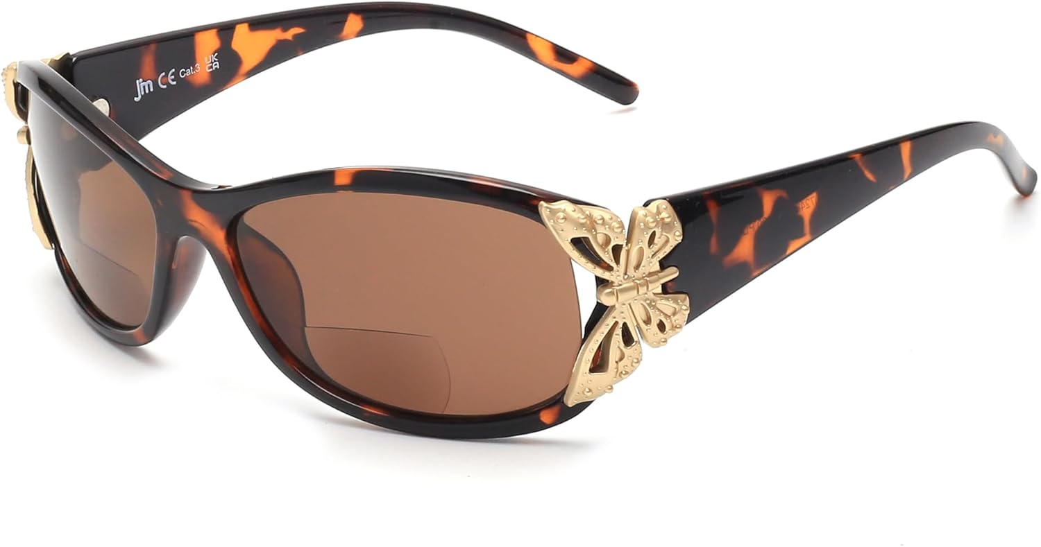 JM 2 Pack Bifocal Reading Sunglasses for Women Fashion Sun Readers Outdoor Reading Glasses UV400 Protection