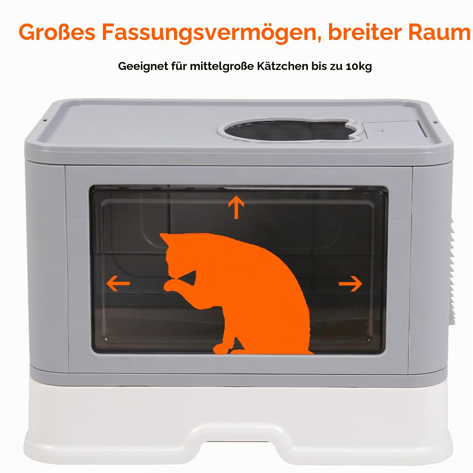 BingoPaw Katzentoilette mit Haube und großem Eingangkeine Verbreitung von Geruch und Streu - XXL Katzentoilette Faltbar Katzenklo mit Deckel Bodenschale Schaufel und Katzenbürste Massage 50x38x37cm