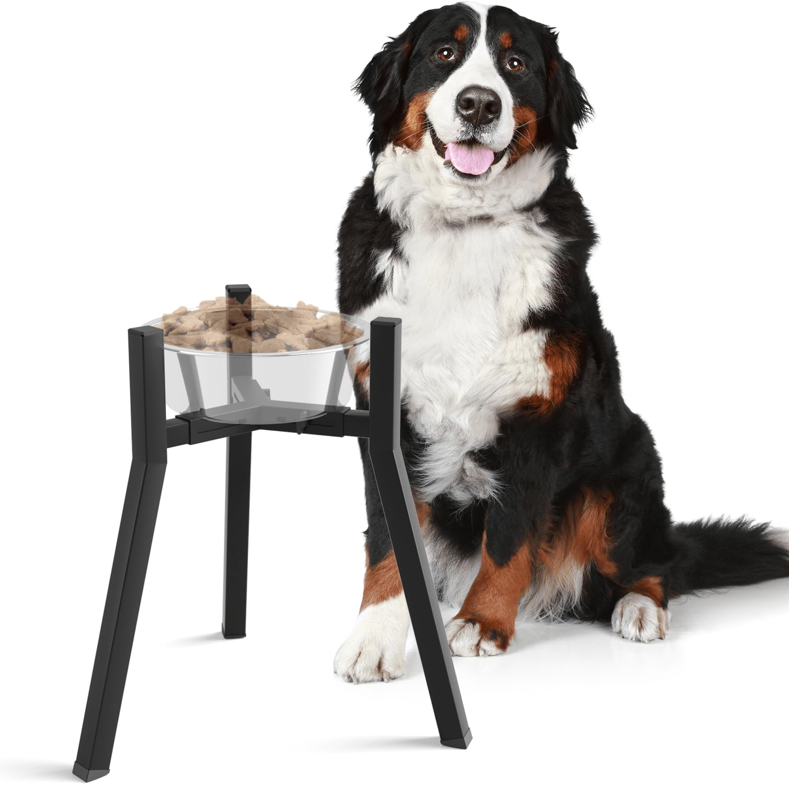 SHAINFUN Raised Dog Bowl Stand, Adjustable Width 8.3-12.6", Single Elevated Food Water Holder, Bowl Not Included