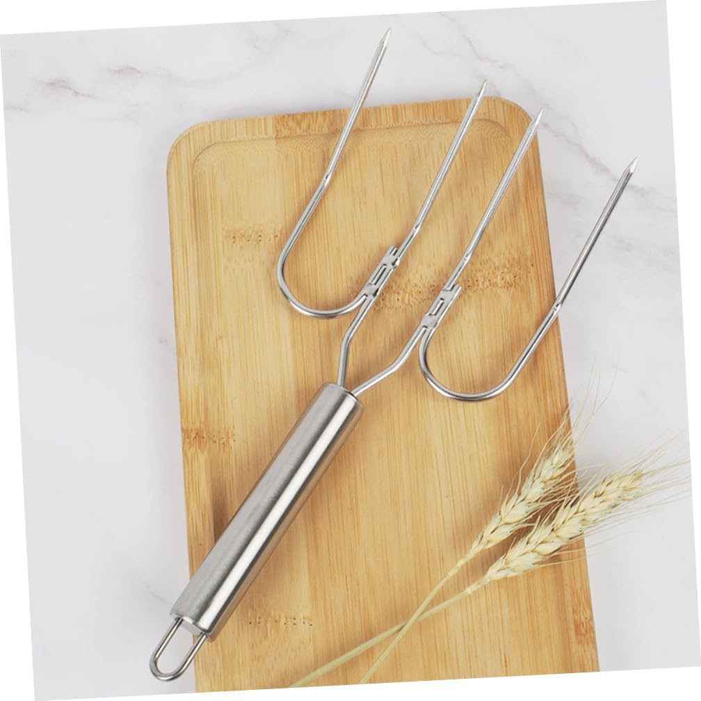 UPKOCH Stainless Steel Turkey Lifting Forks 2pcs Heavy Duty Barbecue Skewers Portable Meat Carving Forks for Outdoor Grilling and Thanksgiving Cooking