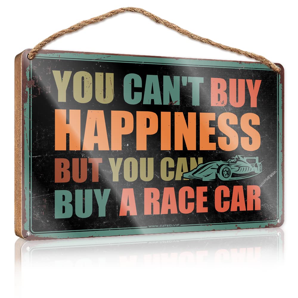Dtha One Color Door Sign For Bedroom You Can't Buy Happiness But Can A Race Car Wooden Sign Chill Wood Sign Posters & Prints(15X28cm)