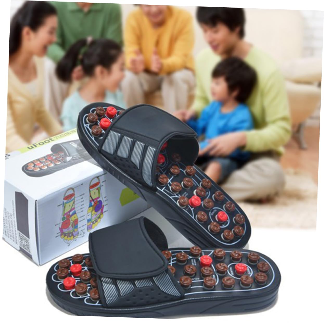 Pantoufles de Massage des Pieds à Acupression Marron 40 | Pu et Eva, Modèle Traditionnel Unisexe, Confort pour Hommes et Femmes, Usage Relaxant