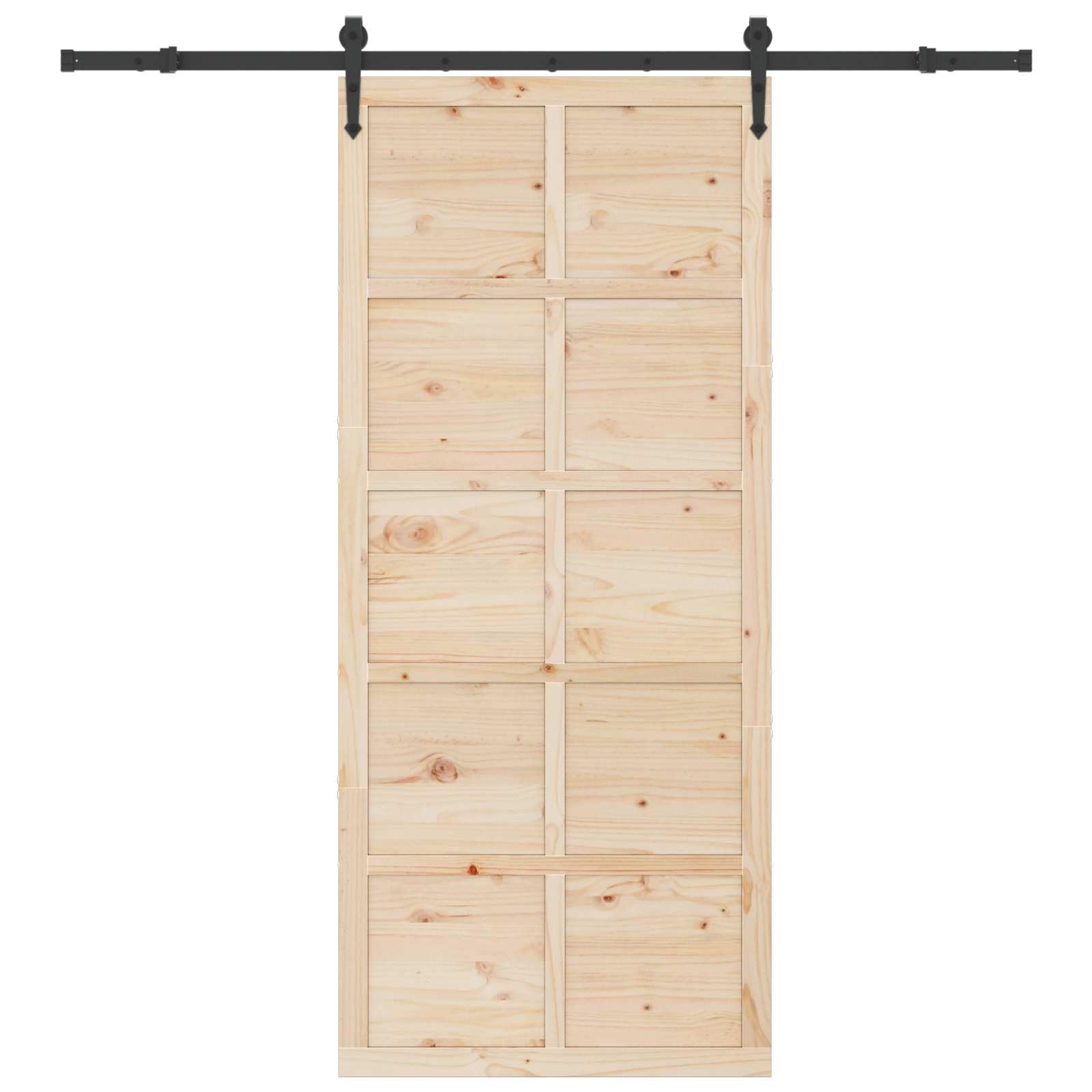 Puerta corredera natural de 90 x 208 cm de madera de pino maciza con sistema corredizo, juego completo, ahorro de espacio, puerta de habitación para interior, salón, dormitorio, loft
