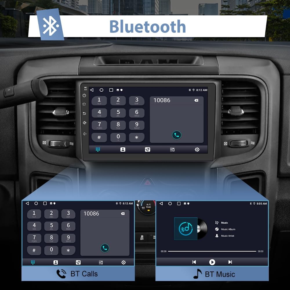 Android 13 Car Radio for Dodge RAM 1500 2500 3500 2013-2018 with Wireless CarPlay Android Auto, 9'' Touch Screen Radio Replacement 2G Ram 32G ROM(Only fit Manual AC)