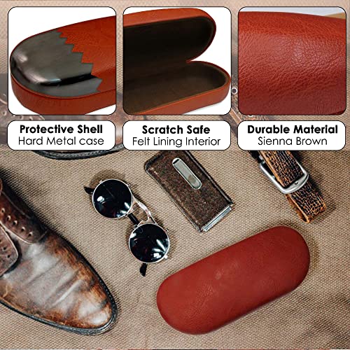 Image of MyEyeglassCase - Large Sunglasses Case - Hard Glasses Case Holder w /Pouch & Cloth - Eyeglass Case Aviator Frames Men & Women