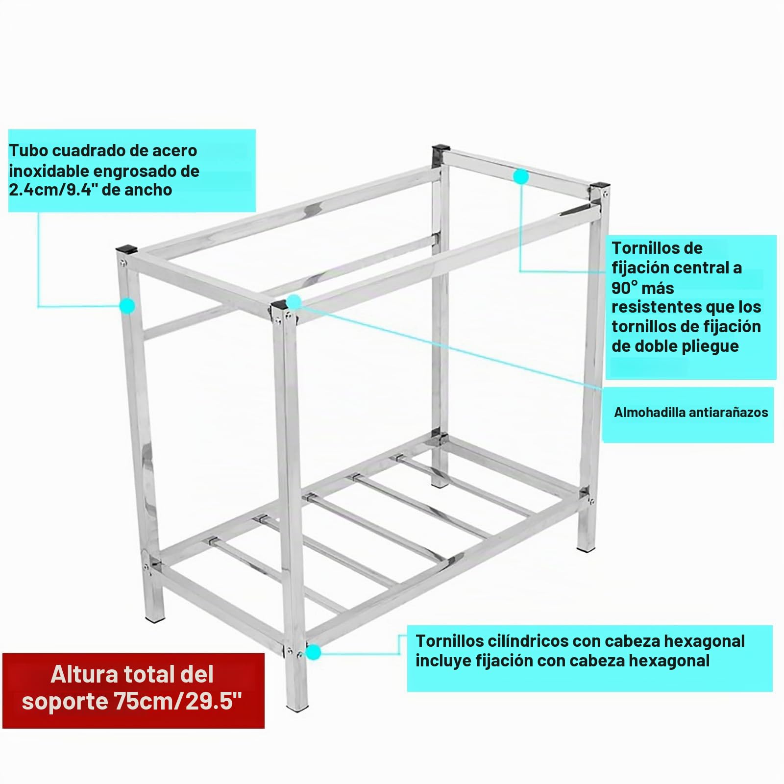 Fregadero Industrial Comercial Con Grifo De Agua Caliente Y Fría Fregadero Independiente 1 Seno Con Estación De Trabajo Fregadero De Acero Inoxidable Con Estante De Almacenamiento Para Lavandería (Si