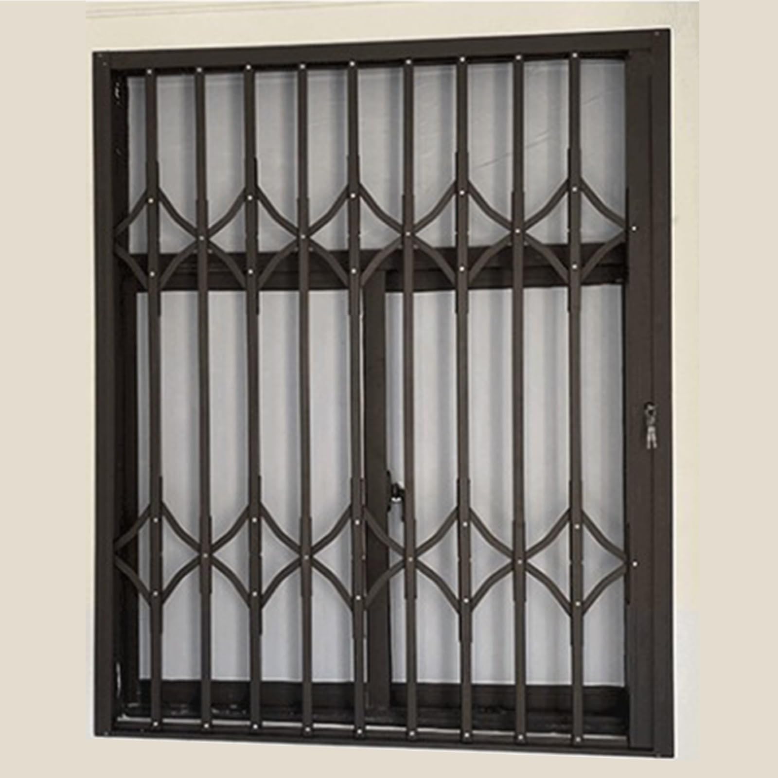 Składane drążki okienne zabezpieczające, wytrzymały, odporny na przecięcie, aluminiowy grill, regulowana, przesuwna konstrukcja dla bezpieczeństwa dzieci, zabezpieczenie przed włamaniem (88 x 130 cm)