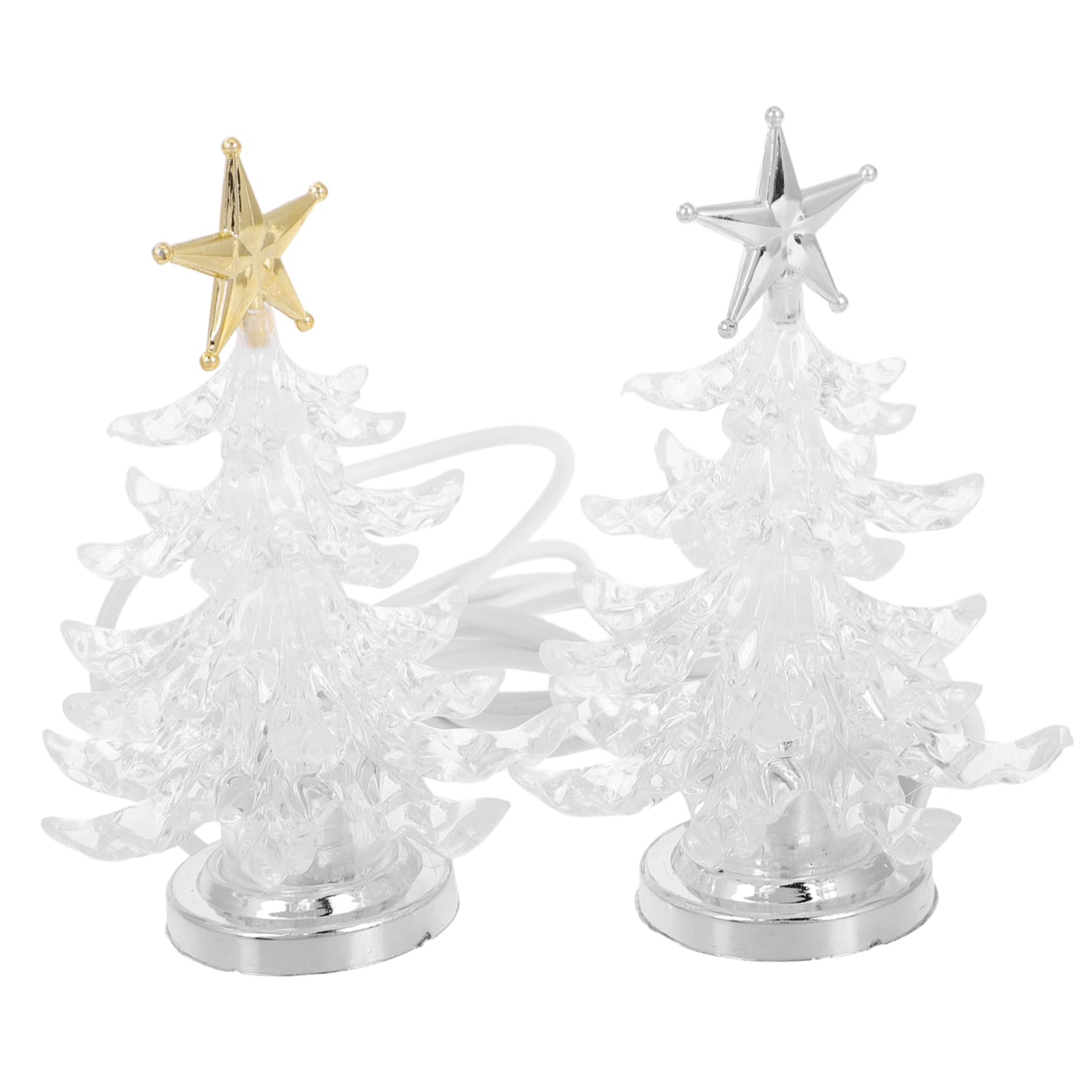 Homoyoyo 2Pcs Mini USB Christmas Tree Night Light - Colorful Acrylic LED Desk Lamps for Holiday Home Decor - for Room Bedroom or Car Decoration