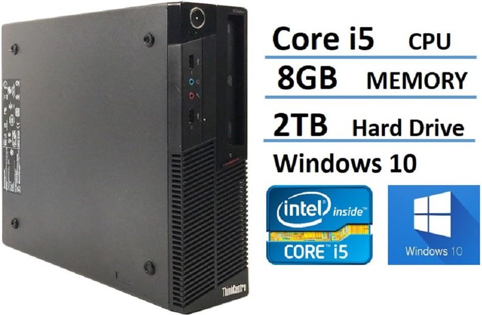 2016 Lenovo ThinkCentre Small Form Factor (SFF) Premium High Performance Business Desktop Computer, Intel Core i5 Processor 3.46GHz, 8GB RAM, 2TB HDD, DVD, Windows 10 64-Bit (Renewed)