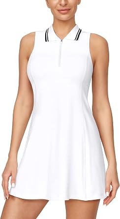 Ewedoos Golf Dresses for Women Athletic Dress with Shorts Underneath and Bra 3 Pockets Tennis Dresses for Workout Active