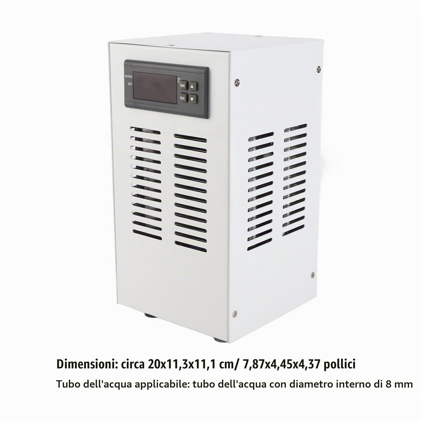 FTVOGUE Raffreddatore per Acquario, 72W, Regolatore di Temperatura Elettronico, Acciaio Legato, capacità 20 Litri, Funzionamento Silenzioso, con Pompa e Tubo Flessibile