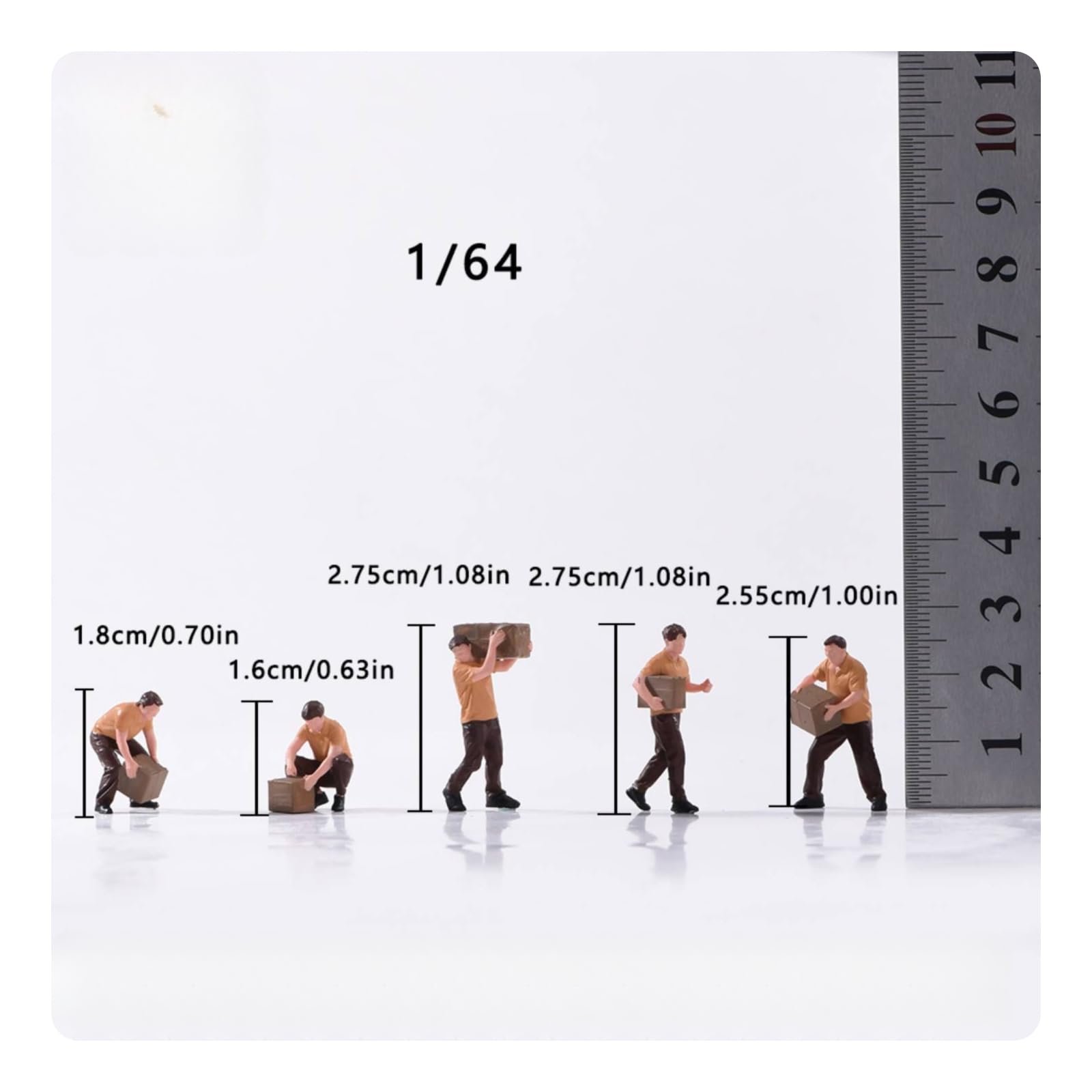 5 Stück kurier-Figuren im maßstab 1:64 handbemalt paketzusteller-Figuren aus kunstharz realistisch modellfiguren für Modellbau-Layout