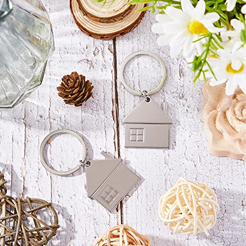 Image of House Key Chain House Shaped Pendant Keychains Home Keychain Set Cute Home with Window Key Charm Metal Keyring Gift