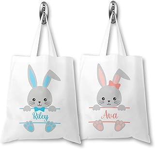 Personalised Easter Bunny Tote Bag, Custom Easter Egg Hunt Sack, Easter Gift, Boys or Girls, Kids Treat Bag, Bunny Rabbit Bag, Easter Gift Bag, Easter Egg Bag