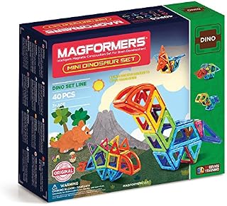 Magformers Mini Dinosaur Set (40 Pieces) Rainbow Colors Magnetic Building Blocks, Educational Magnetic