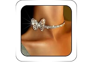 Silver Rhinestone Butterfly Choker Necklace