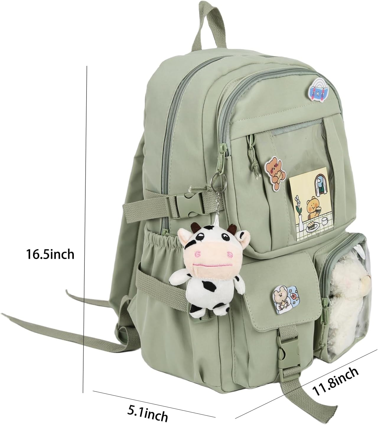 Kawaii Backpack with Cute Bear Plush Kawaii Pin Accessories Large Capacity Aesthetic School Bags Cute Bookbag for Girls Teen Purple - Image 7