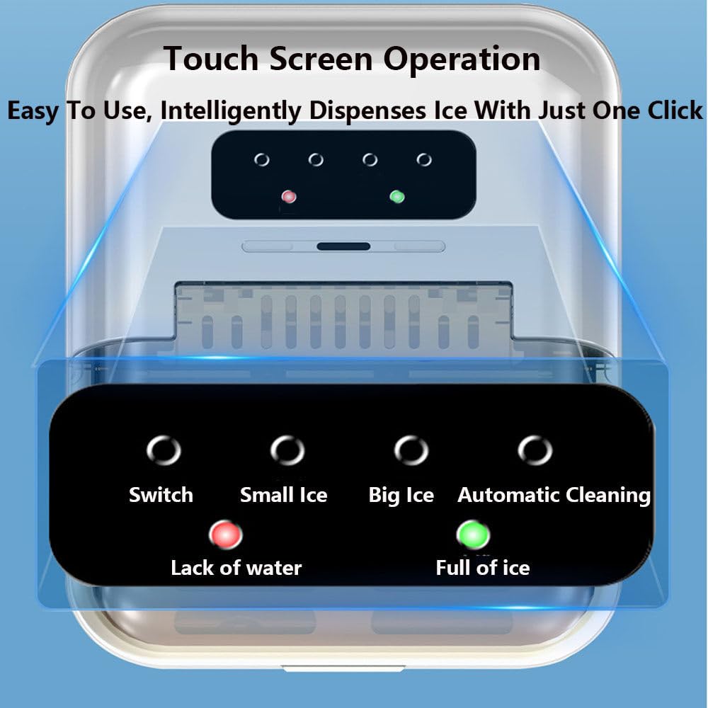 YMTHou Ice Maker Countertop, Portable Ice Machine with Basket and Scoop,26 Lbs/24h,9 Ice Cubes Ready in 7 Mins, 2 Sizes of Bullet Ice for Home, Kitchen,Camping,Rv on Fridge.com