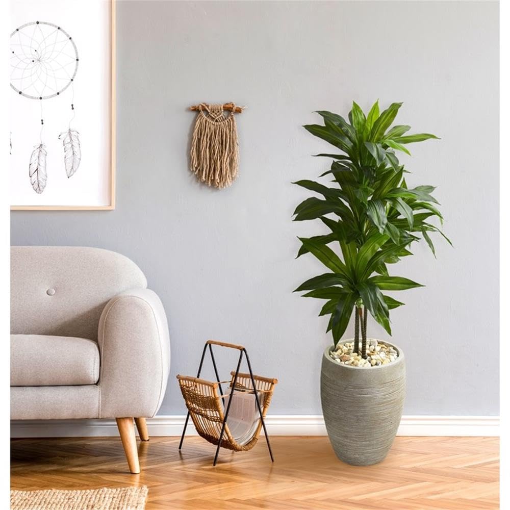 Condition photo showing New/Like New for pemberly row 48" dracaena artificial plant in sand colored planter real touch