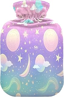 Wajiw Hot Water Bottle with Cover 2L Warm Water Bottle for Hot and Cold Compress Hot and Cold Therapies,Hand Feet Warmer,Dreamy Starry Sky