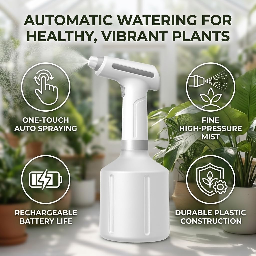 Electric Spray Bottle Automatic Rechargeable Portable High Pressure Mist Plant Sprayer Watering Can for Gardening