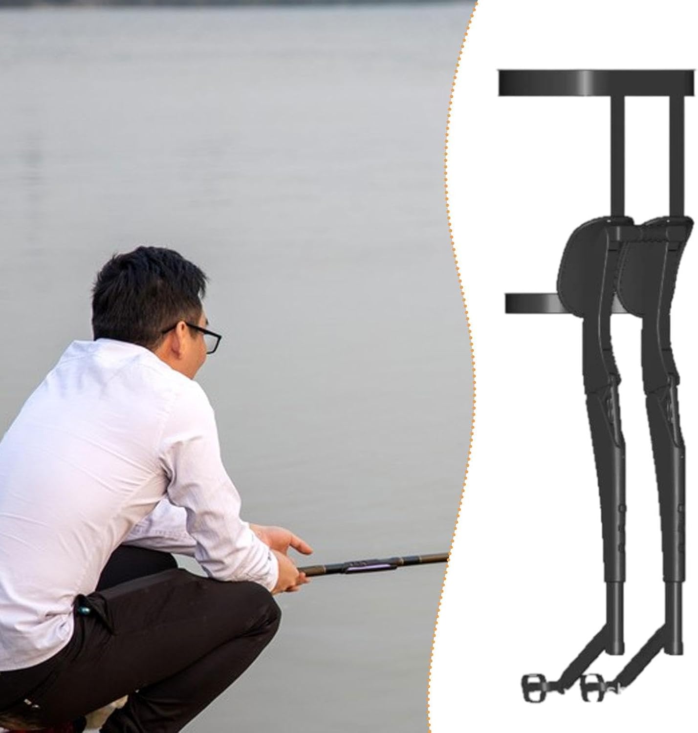 Wearable Chair Seat Folding Portable Ergonomic Multifunctional Camping Stool, Adjustable Height for Indoor Beach, Black