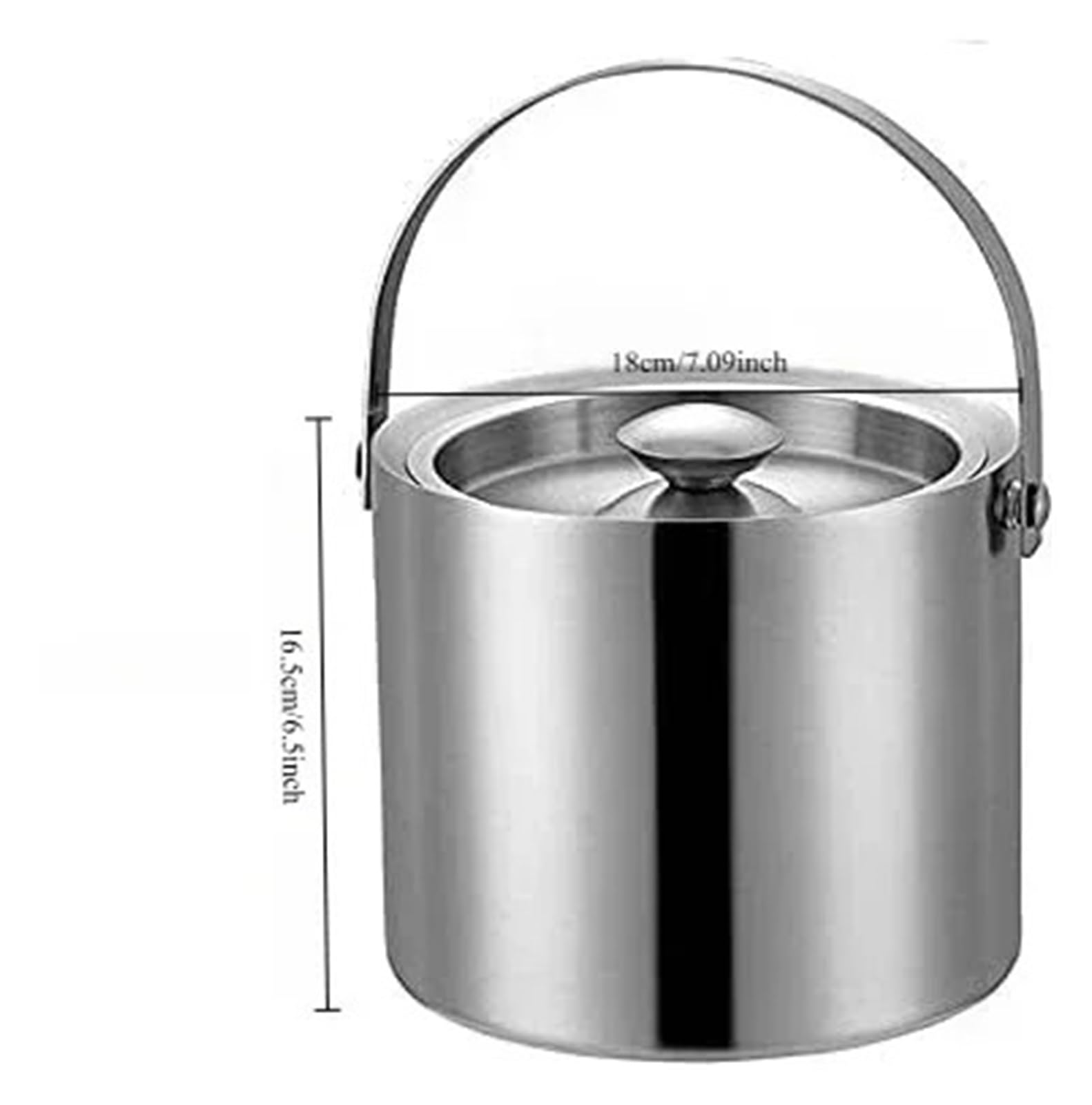 Eiswürfelbehälter 2,0 l/3, l Eiskübel aus Edelstahl mit Deckel, Siebzange, doppelwandiger, isolierter, Eisbehälter, Kühler, gute Abdichtung(1PC 3L)