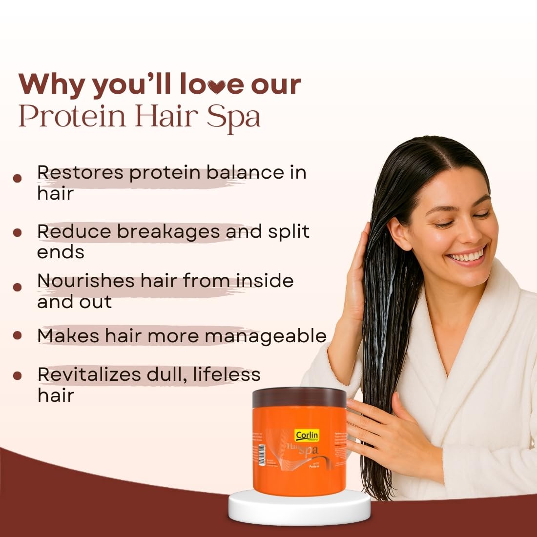 Corlin Hair Spa Cream for Women & Men, Protein-Enriched Nourishing Hair Treatment, For Smooth & Manageable Hair, Home & Salon Use, 800 g 1