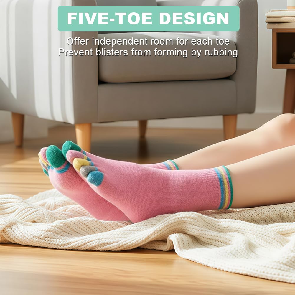 flintronic 4/5 Paia Calzini da Donna con Dita, Sportivi in ​​Cotone Traspirante, Morbide e Calde