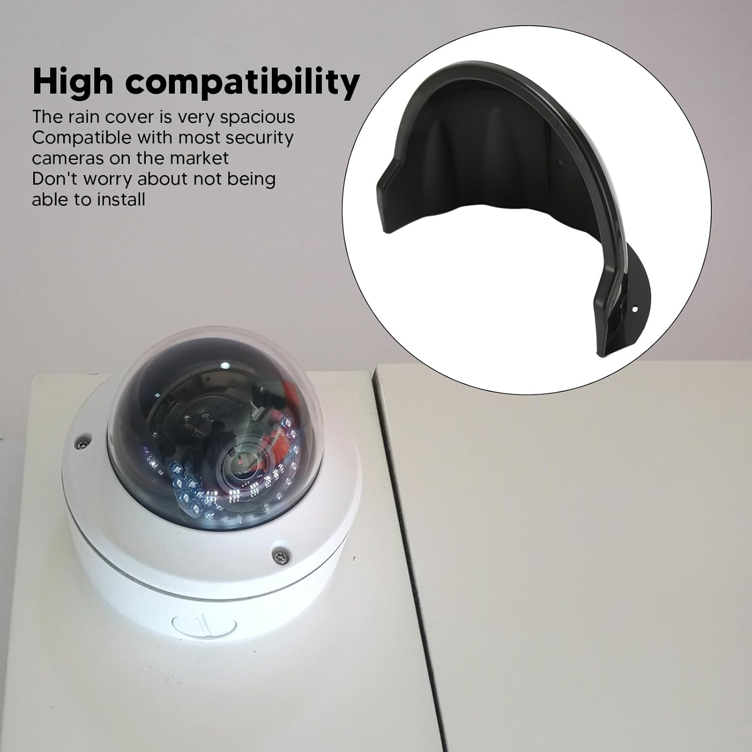 Zopsc Outdoor Security Camera Cover, ABS Plastic Sun Rain Shade Cover for Outdoor Security Camera, High Compatibility, Unnoticeable Cable Design. (Black)