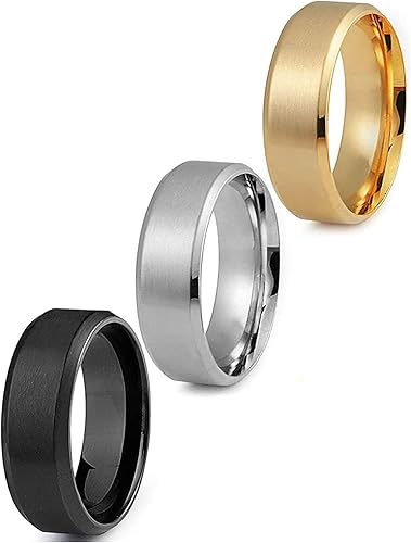 Jstyle Anillos de acero inoxidable para hombres anillo de boda Cool Simple Band de 0315in de ancho 3 piezas A Set Acero inoxidable