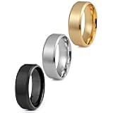 Stainless Steel Rings for Men Wedding Ring Cool Simple Band 8MM Width 3 Pcs A Set
