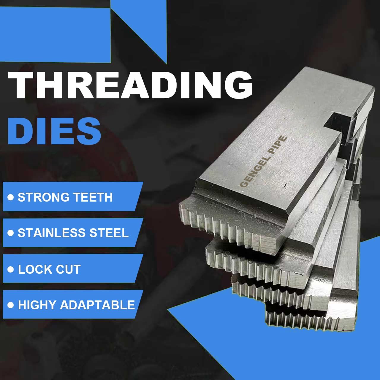 4-Piece 47745 Pipe Threading Die Set with Storage Case-Heavy Duty NPT Thread Cutter for 1/2"- 3/4"Pipes,Fits 300,Reed 535,Compatible with Steel & Copper Pipes