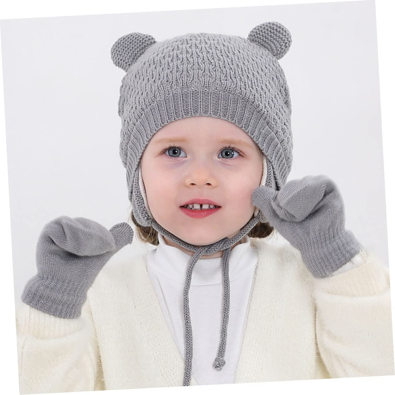 VALICLUD 5sets Cappello e Guanti Per Ragazzo Ragazza Invernali Cappello Maglia Termico Con Guanti Coordinati Design Carino e Caldo Per Autunno e Inverno