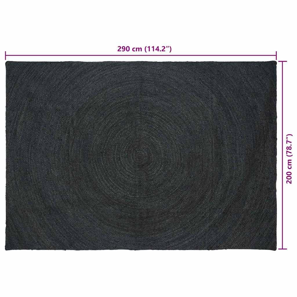 Tapis de Surface Gris foncé en Jute 200 x 290 cm Fait Main pour Salon Chambre Bureau Couloir intérieur, Texture Naturelle, déco Moderne, Usage Quotidien