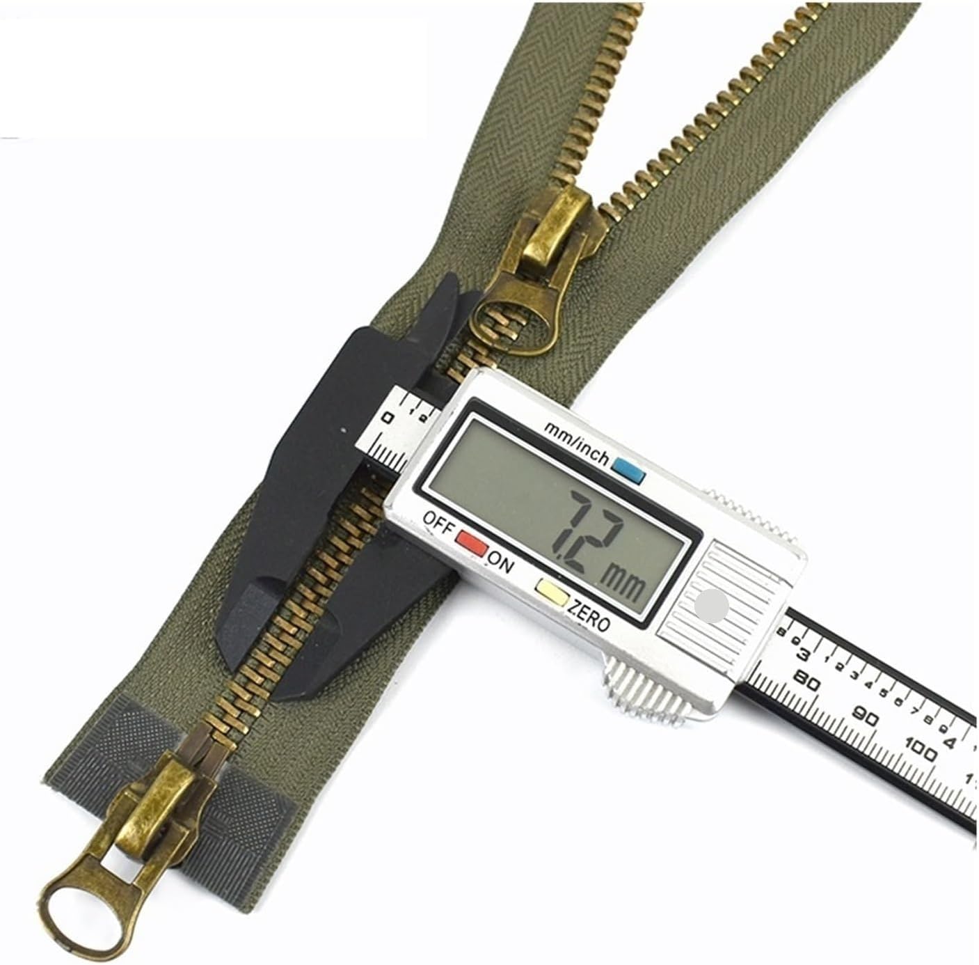Cremallera bidireccional 8# cremallera de Metal doble deslizador extremo abierto 70-120cm for abrigo chaqueta tienda kits de reparación accesorios de costura DIY(Green,100CM)