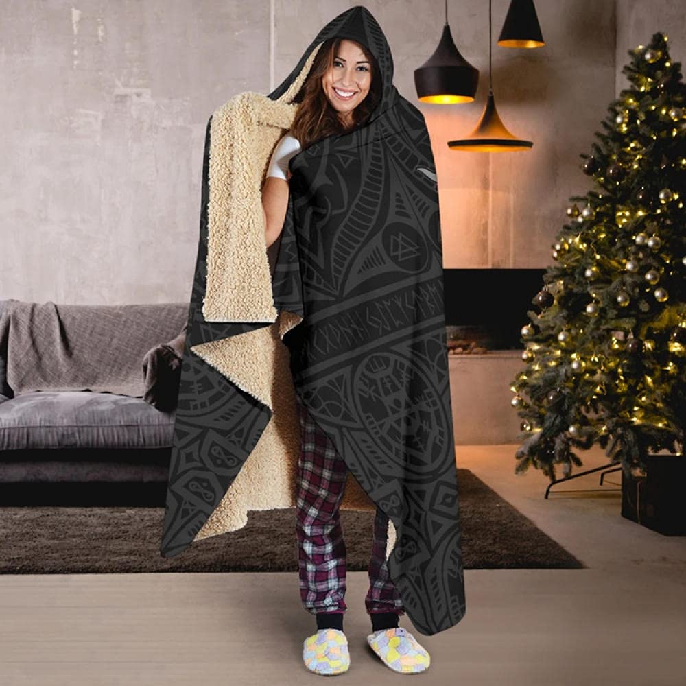 Koc Z Kapturem Narzuty Na Sofy Snuggle Hoodie Cape Kocislandia Herb Drukowana Szal Szal Kołowina Koczek Płaszcz Jesienią I Zimą-Kocent Z Kapturem._Dorosły 80 * 60